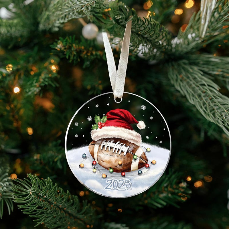 SUCHAGIFT Football Ornament - Football Ornaments for Christmas Tree - Sports Ornaments for Boys, Coaches, Players, Kids, Men - Gifts for Sports Lovers - Acrylic Christmas Ornament 2025 - Image 5